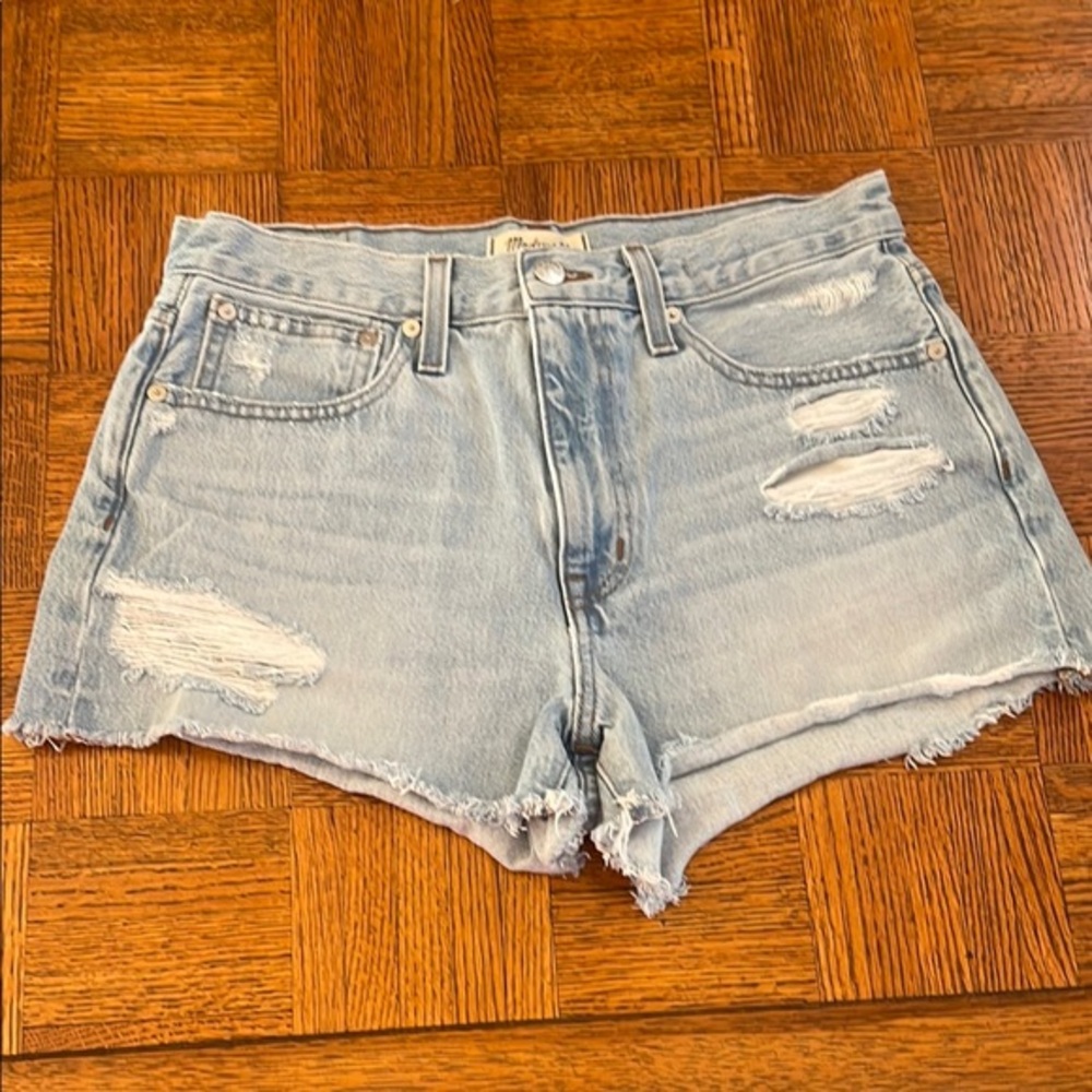 Madewell Blue Jean Shorts Distressed Frayed Hem size 27